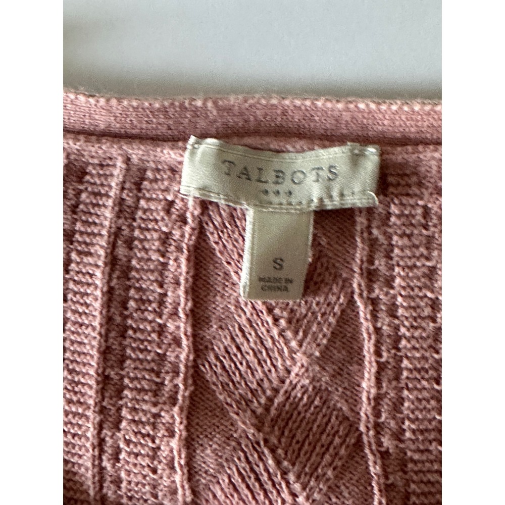 Talbots Pink Cable Knit Sweater Womens Small S Long Sleeve